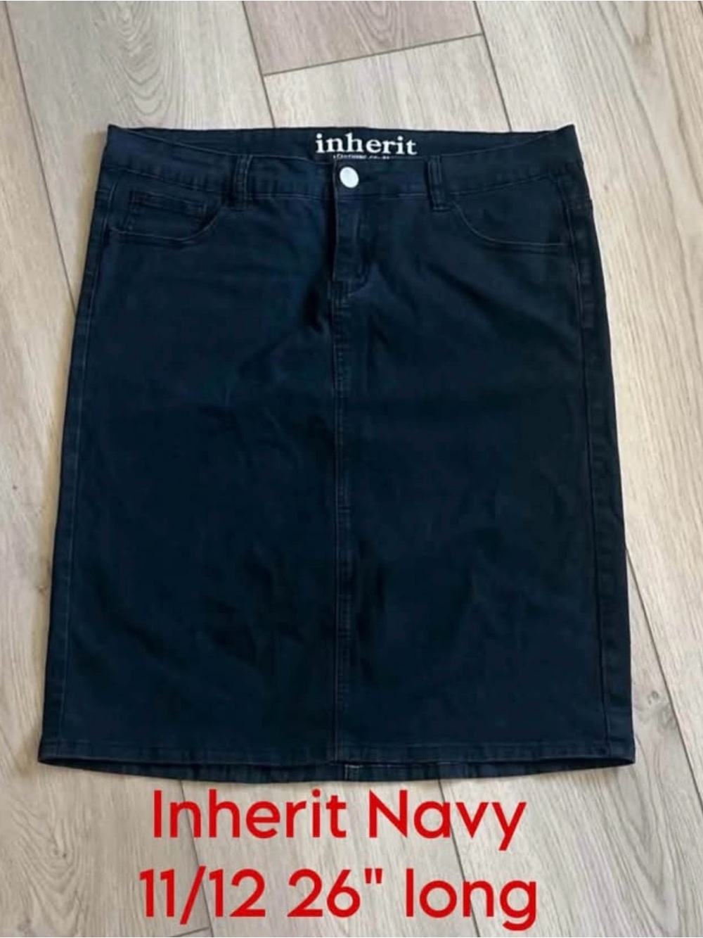 Navy Denim Pencil Skirt - Navy